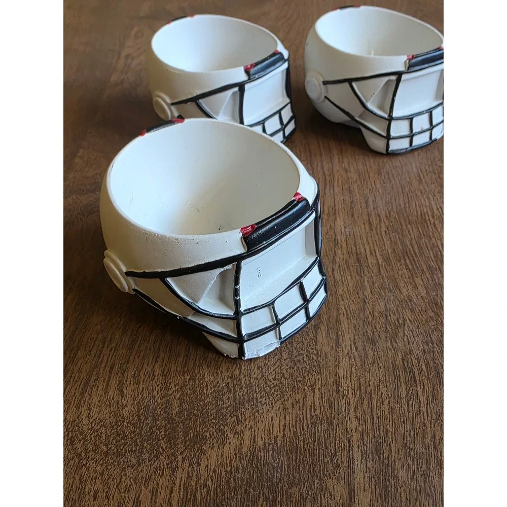 Set of 3 Miniature Football Helmet stress Bowl holder White Sports Decor Novelty